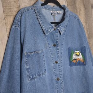 Main Street Blues Denim Chore Coat Vintage Plus Size Jacket 30W Eagle See Flaw